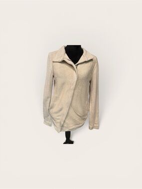 stem Cream Knit Sweater with Subtle Blue Logo